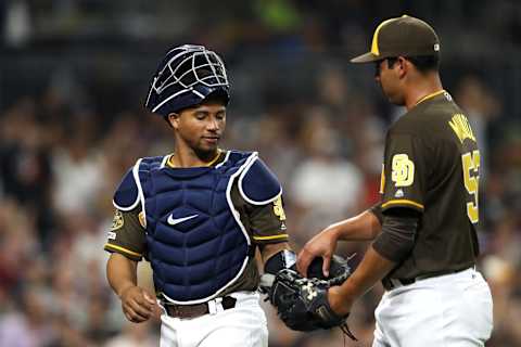 San Diego Padres Francisco  Mejia #27 (Photo by Sean M. Haffey/Getty Images)