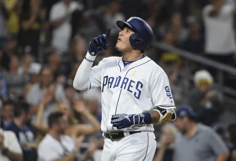 Manny Machado #13 of the San Diego Padres. (Photo by Denis Poroy/Getty Images)