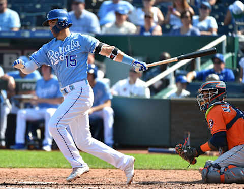 Whit  Merrifield #15 of the Kansas City Royals (Photo by Ed Zurga/Getty Images)