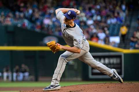 Garrett Richards #43 of the San Diego Padres. (Photo by Jennifer Stewart/Getty Images)