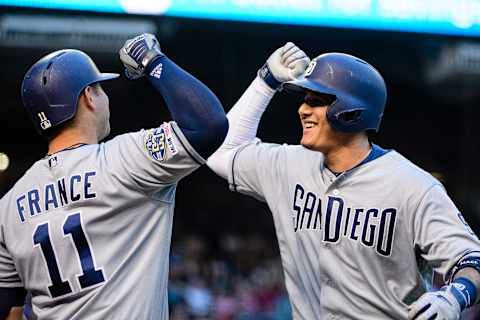 Manny Machado #13 of the San Diego Padres. (Photo by Jennifer Stewart/Getty Images)