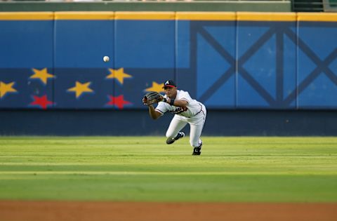 Andruw Jones #25 of the Atlanta Braves. (Photo by Jamie Squire/Getty Images)