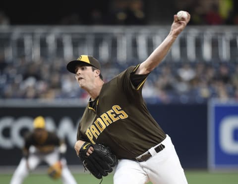 Drew Pomeranz #13 of the San Diego Padres. (Photo by Denis Poroy/Getty Images)