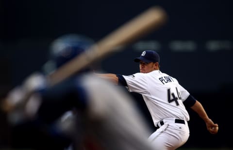 SAN DIEGO, CA- APRIL 6: Starting Pitcher Jake Peavy #44 of the San Diego Padres throws from the mound against the Los Angeles Dodgers during their Opening Day game on April 6, 2009 at Petco Park in San Diego, California. (Photo by Donald Miralle/Getty Images)