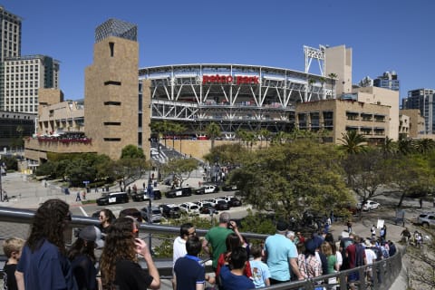 SAN DIEGO, CA – MARCH 29: San Diego Padres fans walk to Petco Park on Opening Day between the Milwaukee Brewers and the San Diego Padres at PETCO Park on March 29, 2018 in San Diego, California. (Photo by Denis Poroy/Getty Images)