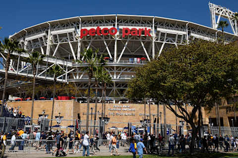 SAN DIEGO, CA – MARCH 29: San Diego Padres line up for Opening Day between the Milwaukee Brewers and the San Diego Padres at PETCO Park on March 29, 2018 in San Diego, California. (Photo by Denis Poroy/Getty Images)