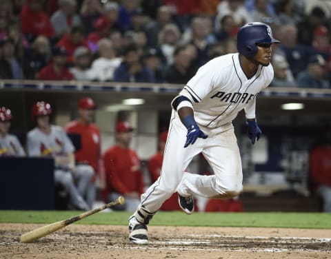 Franchy Cordero #33 of the San Diego Padres. (Photo by Denis Poroy/Getty Images)