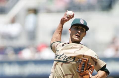 SAN DIEGO – AUGUST 23: Cesar Carrillo #26 of the San Diego Padres pitches during the game against the St. Louis Cardinals at Petco Park on August 23, 2009 in San Diego California. The Cardinals defeated the Padres 5-2. (Photo by Rob Leiter/MLB Photos via Getty Images)