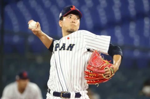 YOKOHAMA, JAPAN - AUGUST 07: Pitcher Kodai Senga #21 of Team Japan (Photo by Koji Watanabe/Getty Images)