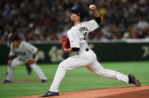 TOKYO, JAPAN - MARCH 15: Pitcher Kodai Senga #41 of Japan (Photo by Matt Roberts/Getty Images)