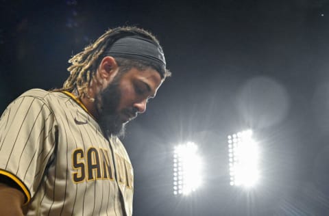 Sep 17, 2021; St. Louis, Missouri, USA; San Diego Padres shortstop Fernando Tatis Jr. (23) walks off the field after the third inning against the St. Louis Cardinals at Busch Stadium. Mandatory Credit: Jeff Curry-USA TODAY Sports