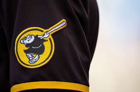 Jul 16, 2021; Washington, District of Columbia, USA; A detailed view of the uniform patch worn by San Diego Padres right fielder Wil Myers (5) during the game against the Washington Nationals at Nationals Park. Mandatory Credit: Scott Taetsch-USA TODAY Sports