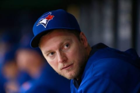 Oct 4, 2015; St. Petersburg, FL, USA; Toronto Blue Jays right fielder Michael Saunders (21) at Tropicana Field. Mandatory Credit: Kim Klement-USA TODAY Sports