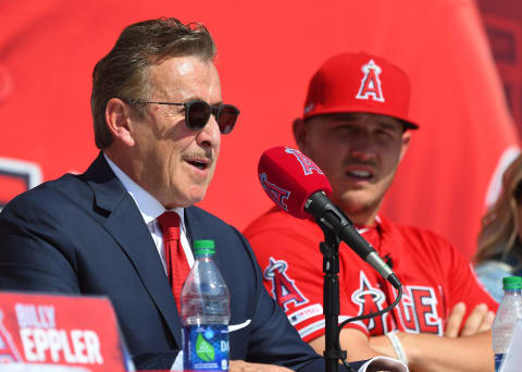 Arte Moreno, Mike Trout, Los Angeles Angels (Photo by Jayne Kamin-Oncea/Getty Images)