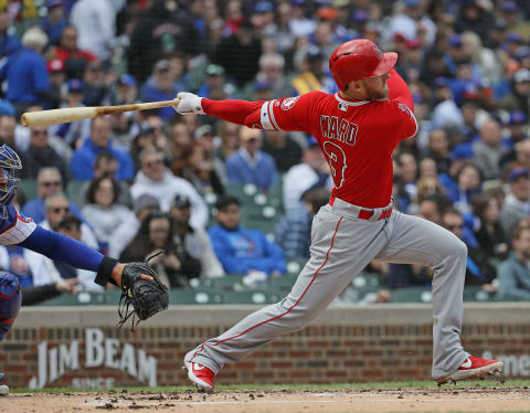 CHICAGO, ILLINOIS – APRIL 12: Taylor Ward #3 of the Los Angeles Angelsbats against the Chicago Cubs at Wrigley Field on April 12, 2019 in Chicago, Illinois. (Photo by Jonathan Daniel/Getty Images)