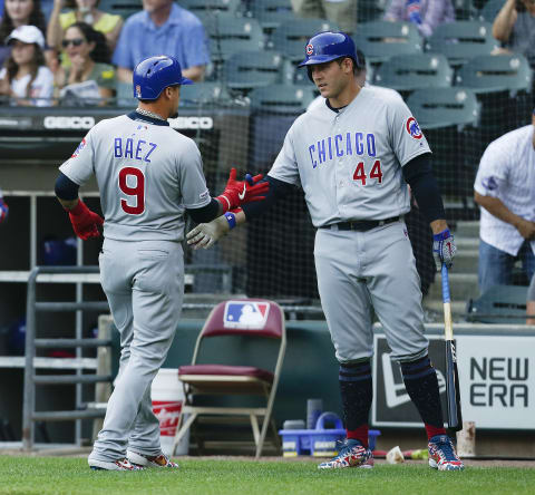 Javier Baez, Anthony Rizzo, Los Angeles Angels (Photo by Nuccio DiNuzzo/Getty Images)