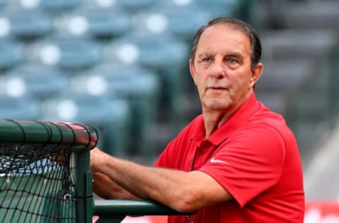 ANAHEIM, CA – AUGUST 28: Former Los Angeles Angels pitcher Clyde Wright looks on during batting practice before the game against the Texas Rangers at Angel Stadium of Anaheim on August 28, 2019 in Anaheim, California. (Photo by Jayne Kamin-Oncea/Getty Images)