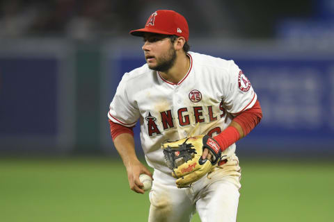 ANAHEIM, CA – AUGUST 30: David Fletcher #6 of the Los Angeles Angels fields a ground ball against the Boston Red Sox at Angel Stadium of Anaheim on August 30, 2019 in Anaheim, California. The Red Sox won 7-6 in 15 innings. (Photo by John McCoy/Getty Images)