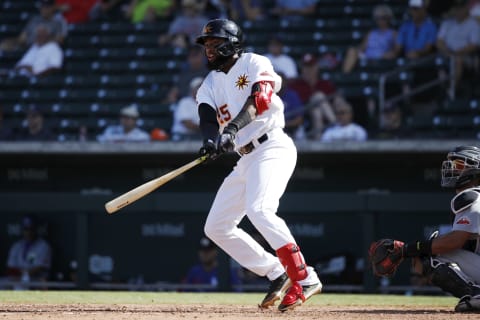 Jo Adell, Los Angeles Angels, (Photo by Joe Robbins/Getty Images)