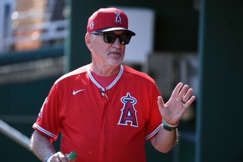 Manager Joe Maddon, Los Angeles Angels (Photo by Norm Hall/Getty Images)