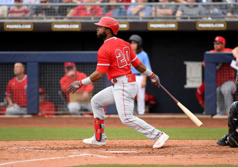 Arismendy Alcantara takes a swing during Spring Training. (Photo by Norm Hall/Getty Images)