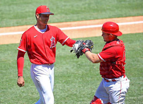 Shohei Ohtani, Max Stassi, Los Angeles Angels (Photo by Jayne Kamin-Oncea/Getty Images)