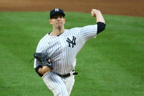 NEW YORK, NEW YORK – AUGUST 15: James Paxton #65 of the New York Yankees in action against the Boston Red Sox at Yankee Stadium on August 15, 2020 in New York City. New York Yankees defeated the Boston Red Sox 11-5. (Photo by Mike Stobe/Getty Images)