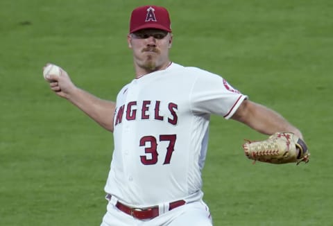 ANAHEIM, CA – SEPTEMBER 16: Dylan Bundy #37 of the Los Angeles Angels pitches in the first innings against the Arizona Diamondbacks at Angel Stadium of Anaheim on September 16, 2020 in Anaheim, California. (Photo by John McCoy/Getty Images)