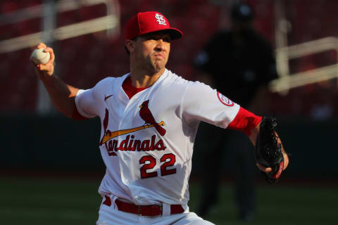 ST LOUIS, MO – SEPTEMBER 25: Jack Flaherty #22 of the St. Louis Cardinals delivers a pitch against the Milwaukee Brewers in the second inning during game one of a doubleheader at Busch Stadium on September 25, 2020 in St Louis, Missouri. (Photo by Dilip Vishwanat/Getty Images)