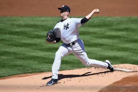 NEW YORK, NEW YORK – AUGUST 20: James Paxton #65 of the New York Yankees pitches during the first inning against the Tampa Bay Rays at Yankee Stadium on August 20, 2020 in the Bronx borough of New York City. (Photo by Sarah Stier/Getty Images)