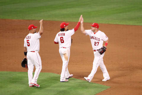 Albert Pujols, Anthony Rendon, Mike Trout (Photo by Katelyn Mulcahy/Getty Images)