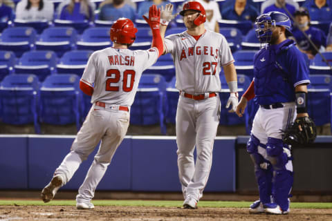 Jared Walsh, Mike Trout, Los Angeles Angels (Photo by Douglas P. DeFelice/Getty Images)