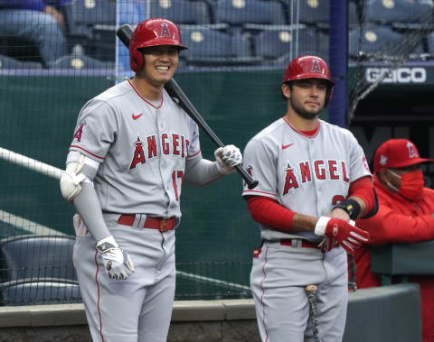 Shohei Ohtani, David Fletcher, Los Angeles Angels (Photo by Ed Zurga/Getty Images)