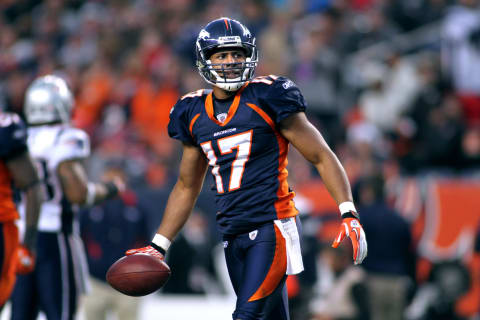 DENVER, CO – DECEMBER 18: Quan Cosby #17 of the Denver Broncos after a punt return against the New England Patriots on December 18, 2011 during the second half at Sports Authority Field at Mile High in Denver, Colorado. The New England Patriots won the game 41-23. (Photo by Marc Piscotty/Getty Images)