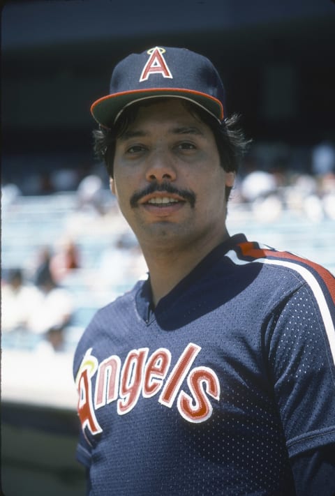 NEW YORK – CIRCA 1986: John Candelaria #45 of the California Angels looks into the camera for this portrait prior to the start of a Major League Baseball game against the New York Yankees circa 1986 at Yankee Stadium in the Bronx borough of New York City. Candelaria played for the Angels from 1985-87. (Photo by Focus on Sport/Getty Images)