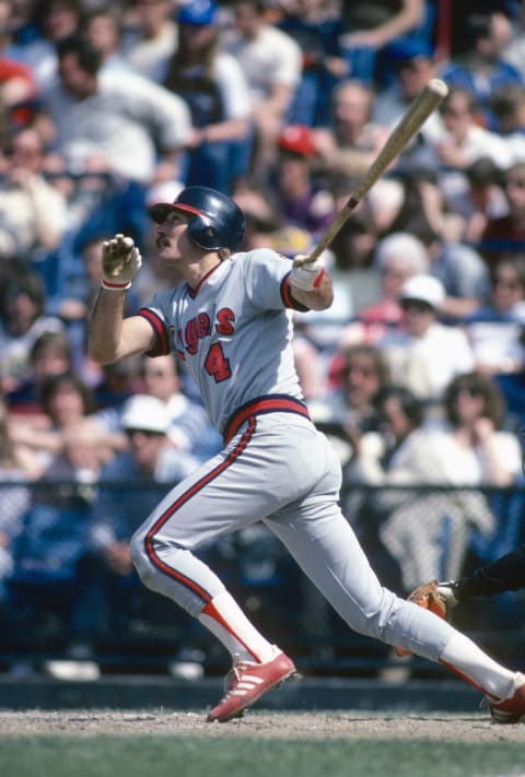 Bobby Grich hits a fly ball. (Photo by Focus on Sport/Getty Images)