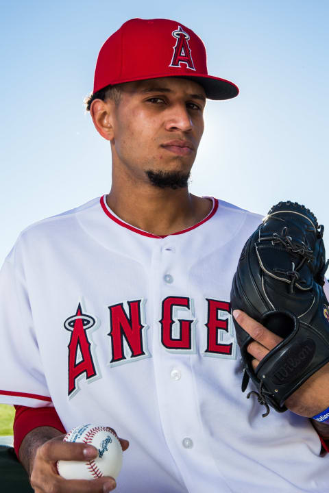 TEMPE, AZ – FEBRUARY 21: Kenyan Middleton of the Los Angeles Angels of Anaheim poses for a portrait at Tempe Diablo Stadium on February 21, 2017 in Tempe, Arizona. (Photo by Rob Tringali/Getty Images)