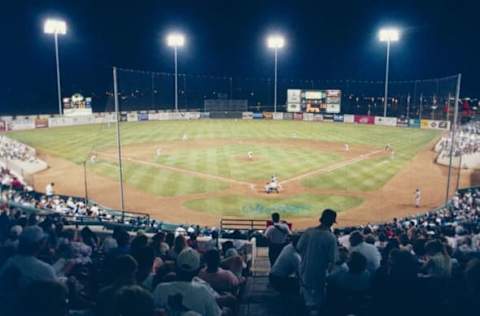 RANCHO CUCAMONGA, CA – AUGUST 18: A general view of the Rancho Cucamonga Quakes during a minor league game at Rancho Cucamonga Epicenter on August 8, 1994 in Rancho Cucamonga, California. (Photo by J.D. Cuban/Getty Images)