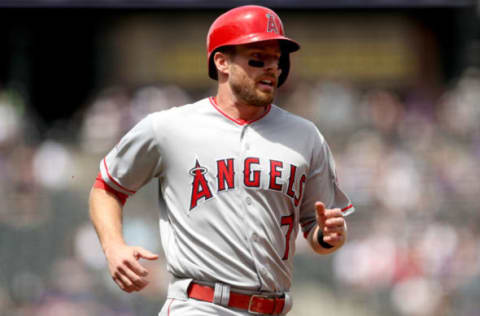 DENVER, CO – MAY 09: Zack Cozart #7 of the Los Angeles Angels of Anaheim scores on a Mike Trout single in the first inning against the Colorado Rockies at Coors Field on May 9, 2018 in Denver, Colorado. (Photo by Matthew Stockman/Getty Images)