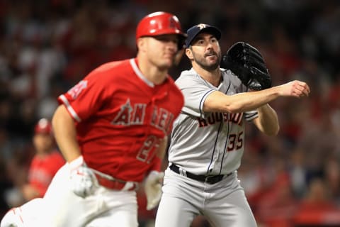 Mike Trout, Justin Verlander, Los Angeles Angels (Photo by Sean M. Haffey/Getty Images)