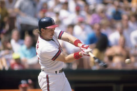 ANAHEIM, CA – SEPTEMBER 15: Lance Parrish #13 of the California Angels bats during the game against the Chicago White Sox at Anaheim Stadium on September 15, 1991 in Anaheim, California. (Photo by Gary Newkirk/Getty Images)