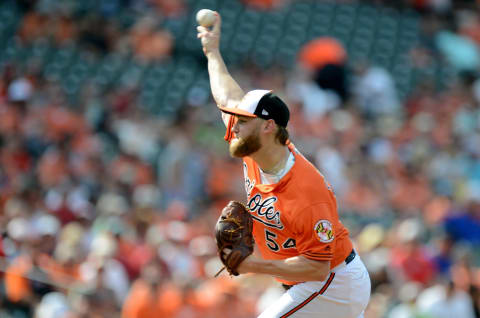 BALTIMORE, MD – JUNE 30: Andrew Cashner #54 of the Baltimore Orioles pitches in the first inning against the Los Angeles Angels at Oriole Park at Camden Yards on June 30, 2018 in Baltimore, Maryland. (Photo by Greg Fiume/Getty Images)