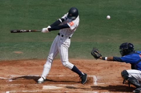 SEOUL, SOUTH KOREA – SEPTEMBER 05: Shohei Otani of Japan bats in the first inning during the match between Japan and Colombia of the U18 Baseball World Championship on September 5, 2012 in Seoul, South Korea. (Photo by Chung Sung-Jun/Getty Images)