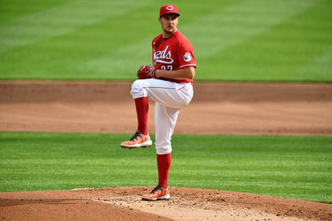 CINCINNATI, OH – SEPTEMBER 14: Trevor Bauer #27 of the Cincinnati Reds pitches against the Pittsburgh Pirates during game one of a doubleheader at Great American Ball Park on September 14, 2020 in Cincinnati, Ohio. (Photo by Jamie Sabau/Getty Images)