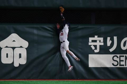 Jo Adell, LA Angels (Photo by CHARLY TRIBALLEAU / AFP) (Photo by CHARLY TRIBALLEAU/AFP via Getty Images)