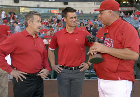 Owner Arte Moreno, general manager Jerry Dipoto, and manager Mike Scioscia, Los Angeles Angels (Photo by Matt Brown/Angels Baseball LP/Getty Images)