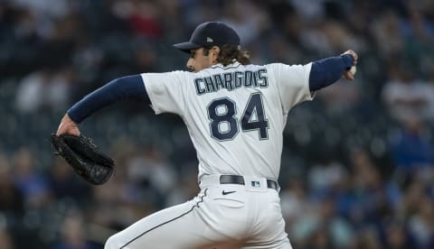 Jul 7, 2021; Seattle, Washington, USA; Seattle Mariners reliever JT Chargois (84) delivers a pitch during a game against the New York Yankees at T-Mobile Park. The Yankees won 5-4. Mandatory Credit: Stephen Brashear-USA TODAY Sports