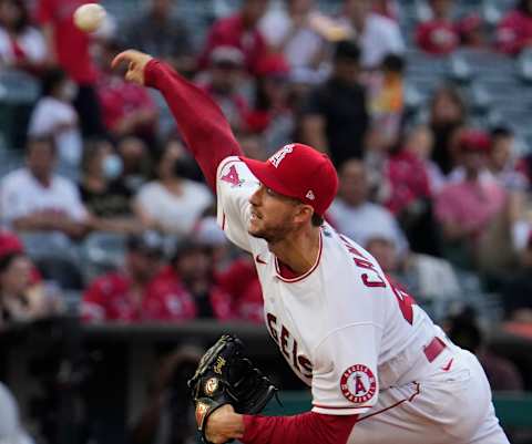 Griffin Canning, LA Angels. Mandatory Credit: Robert Hanashiro-USA TODAY Sports