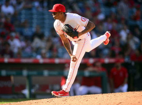 Raisel Iglesias, LA Angels. Mandatory Credit: Gary A. Vasquez-USA TODAY Sports