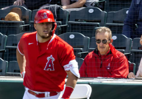 Mike Trout, Arte Moreno, LA Angels. Mandatory Credit: Mark J. Rebilas-USA TODAY Sports